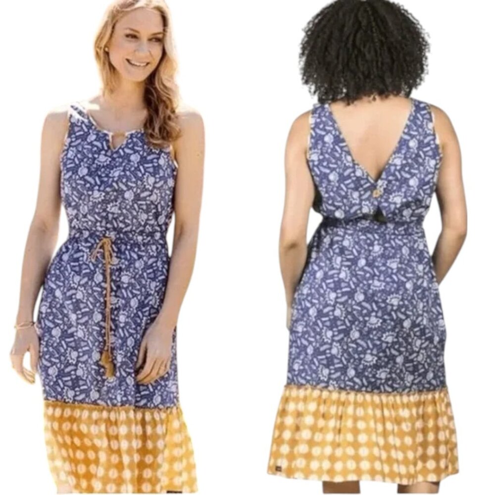 Matilda Jane Blue Ridge Sleeveless Button Back Drawstring Ruffle Dress - Picture 2 of 12